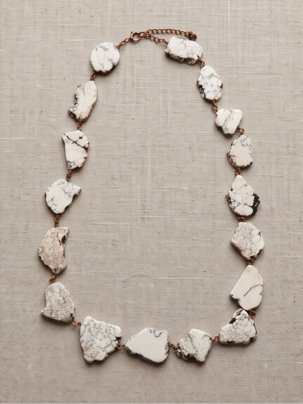 White Howlite Stone Necklace with Copper Chain 33” Unique And Unisex